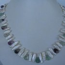 18"" exquisite biwa pearl/fluorite necklace