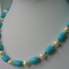 18"" exquisite pearl/turquoise/gild beads necklace