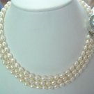 18""-20"" 3-strands 6-7mm white pearl &mabe clasp