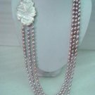21''-23"" 3-stands 5x6mm lavender pearl&shell clasp