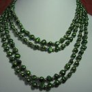 32'' 2-strands green pearl necklace w/ 18kgp ring