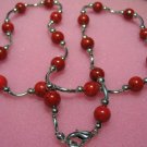 exquisite 17"" red coral/wire necklace
