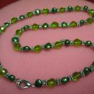 exquisite 17.5"" green cystal/green pearl necklace