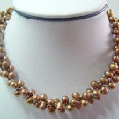 Stunning 18'' yellow pearl /silver plated bead necklace