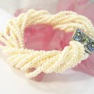 10rows 8'' white cultured Pearl bracelet 925s