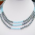 16''-18'' 3row silver Cultured Pearl&crystal Necklace