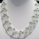 16''-20'' 5row silver-grey Cultured Pearl&crystal Necklace