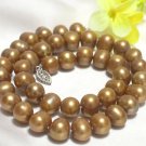 17'' 10mm-12mm champagne freshwater pearl necklace 14k
