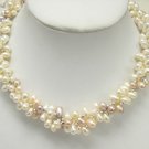 17'' 3rows Multi-color Genuine Cultured Pearl Necklace