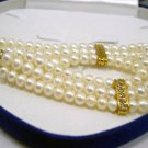 Beautiful 3rows white FW Cultured Pearl Bracelet