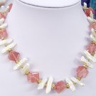 CHARMING WHITE CULTURED PEARL & CRYSTAL NECKLACE