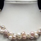 CHarming 2row WHITE lavender cultured pearl necklace