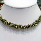 Charm 17'' 3rows peacock green Cultured Pearl Necklace