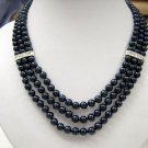 Charming 16''-19'' black 3rows FW cultured pearl Necklace
