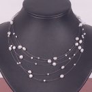 Charming 5rows white Cultured Pearl Necklace