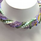 Charming multicolor 7rows cultured PEARL & crystal Necklace