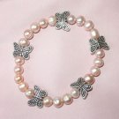Charming single Pink Genuine Cultured Pearl Bracelet