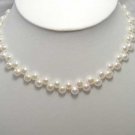 ELEGANT 16'' CULTURED WHITE PEARL FLORAL NECKLACE