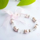 ELEGANT PINK SOUTH SEA SHELL PEARL & CRYSTAL BRACELET