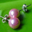 Excelent 10mm pink sea shell PEARL Earring 14K