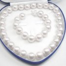 HUGE 14mm WHITE South Sea Shell Pearl Necklace & Bracelet