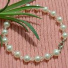 White Genuine Cultured PEARL&CRYSTAL BRACELET