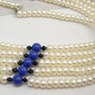 Wholesale 17'' 5pcs White Cultured Pearl Necklaces 925s