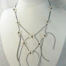 charming flower Genuine cultured Pearl&Garnet Necklace