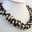 elegance 18'' 3rows cultured pearl & crystal necklace