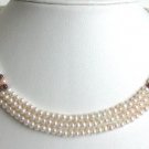 elegant 16'' 3rows white cultured pearls necklace