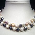 excelent 16-18'' 2row multi-color cultured pearl necklace
