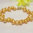 single 7-10mm yellow cultured pearl bracelet