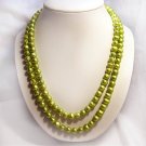 stylish 20-22'' Gold Green Cultured Pearl Necklace 925S