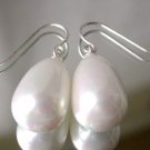 Beauty 10x15mm white shell pearl earring-silver hook