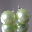 Beauty 12mm apple green Seashell pearl silver stud