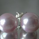 Beauty 12mm lavender Seashell pearl silver stud earring