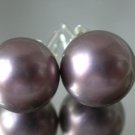 Beauty 12mm mauve Seashell pearl silver stud earring