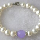 Beauty 7.5'' 7-8mm white pearl lavender jade bracelet