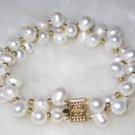 Beauty 7.5'' double 7-8mm white pearl bracelet
