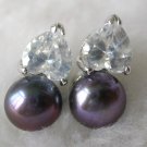 Beauty 8.5mm black FW pearl rhinestone earring