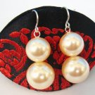Stylish 12mm -14mm yellow Sea Shell Pearls Earrings