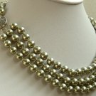 16-18'' 8mm gold green sea shell pearls necklace