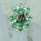 Rhinestone ring flower green