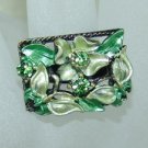 Rhinestone ring rec green