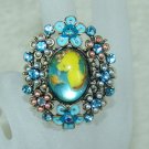 Rhinestone ring fancy blue