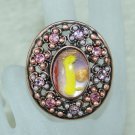 Rhinestone ring oval purple