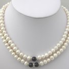 2 STRANDS 7-8MM WHITE FW CULTURED PEARL Necklace