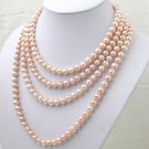 80'' Super Long Pink Freshwater Pearl Necklace