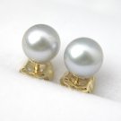 AAA 5mm Natural Gray Saltwater Pearl earring 14k studs