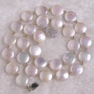 Beautiful 12mm 17'' NaturalWhite Coin Pearl Necklace